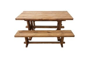 Massiivipuinen puutarhapöytä penkeineen 003, 150 cm hinta ja tiedot | MSL wooden furniture Huonekalut ja sisustus | hobbyhall.fi