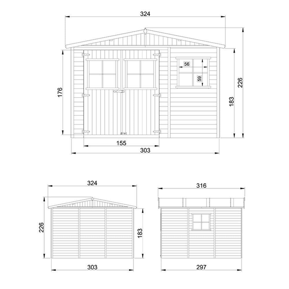 Puinen puutarhavaja Timbela M335 H226 x 316 x 324 cm / 9 m2 hinta ja tiedot | Piharakennukset | hobbyhall.fi