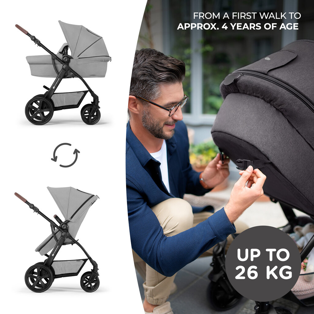 Yleisvaunut Kinderkraft Moov CT 3in1 Mink Pro, Grey hinta ja tiedot | Vaunut ja rattaat | hobbyhall.fi