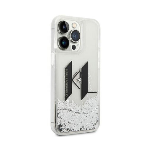 Glitter KARL LAGERFELD Logo iPhone 14 Pro Max (6,7") - Läpinäkyvä/Hopea hinta ja tiedot | Puhelimen kuoret ja kotelot | hobbyhall.fi