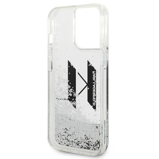 Glitter KARL LAGERFELD Logo iPhone 14 Pro Max (6,7") - Läpinäkyvä/Hopea hinta ja tiedot | Puhelimen kuoret ja kotelot | hobbyhall.fi