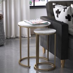 CosmoLiving Amelia Nesting Tables, White Marble hinta ja tiedot | Sohvapöydät | hobbyhall.fi
