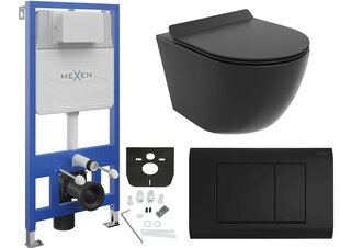 WC-setti Mexen 5in1 Fenix ​​​​Slim WC-istuimella Lena Rimless Slim Duroplast+, musta matta hinta ja tiedot | WC-istuimet | hobbyhall.fi