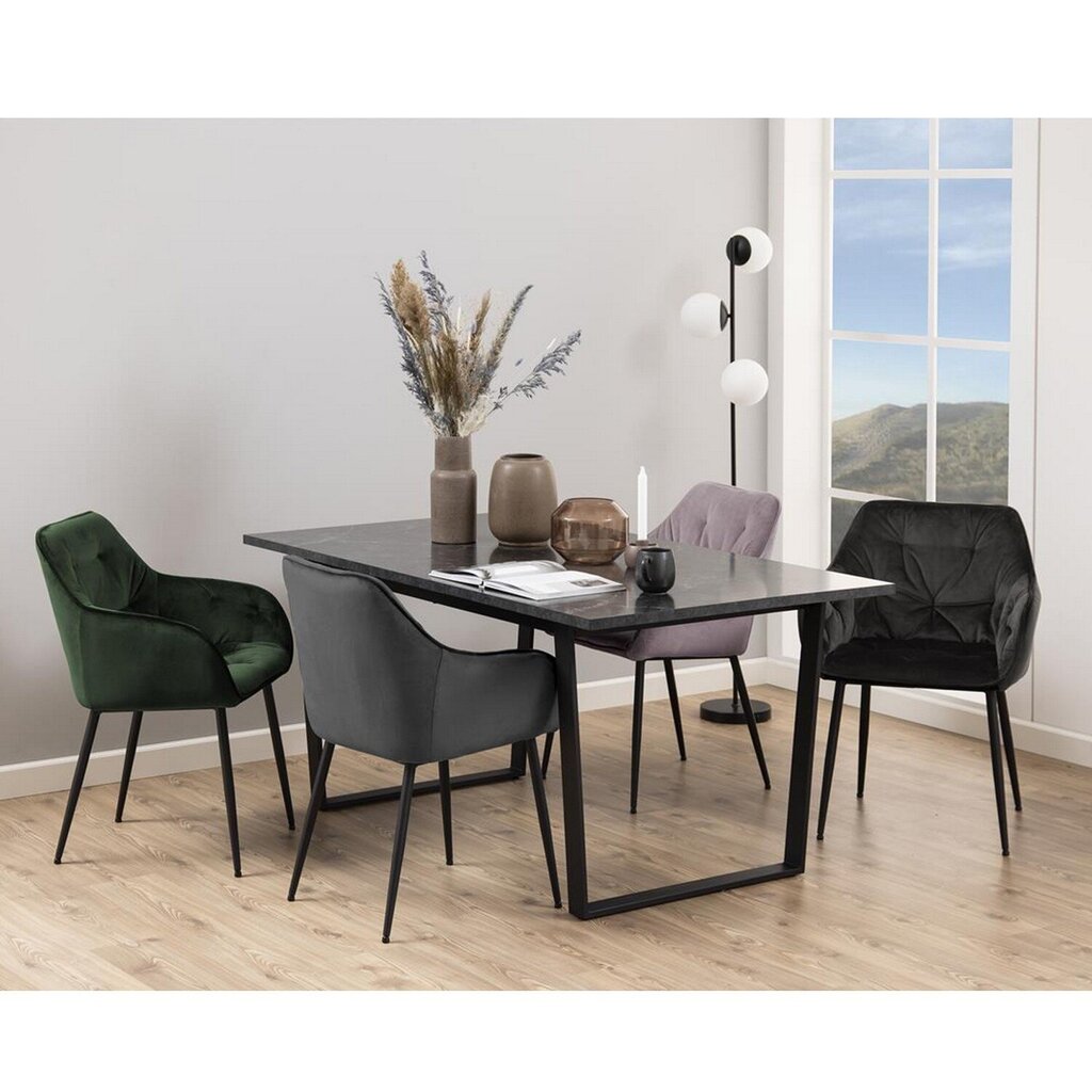 Ruokapöytä AMBLE 160x90xH74cm, musta marmori hinta ja tiedot | Ruokapöydät | hobbyhall.fi