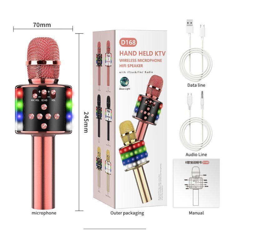 K1 langaton Bluetooth-karaoke-mikrofoni kaiuttimella, musta hinta ja tiedot | Mikrofonit | hobbyhall.fi