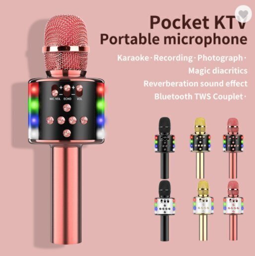 K1 langaton Bluetooth-karaoke-mikrofoni kaiuttimella, musta hinta ja tiedot | Mikrofonit | hobbyhall.fi