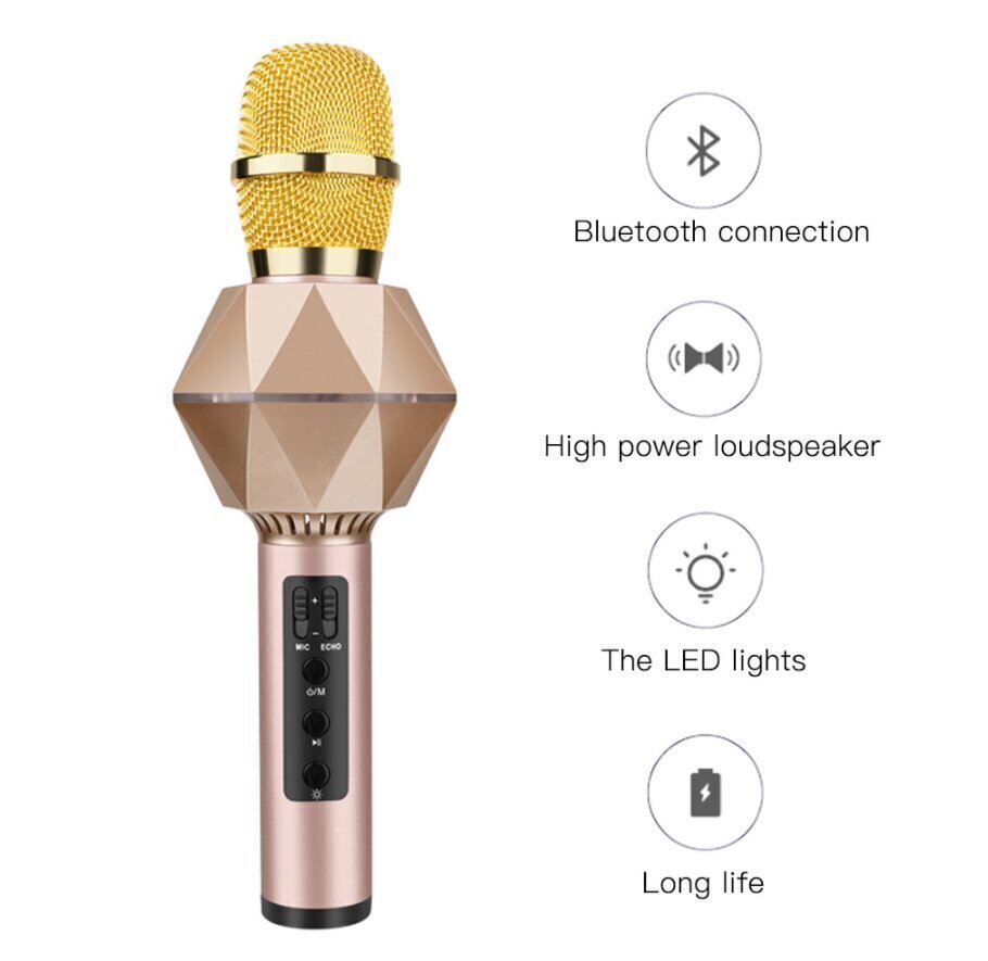 Langaton DIAMOND K7 Bluetooth-karaoke-mikrofoni hinta ja tiedot | Mikrofonit | hobbyhall.fi
