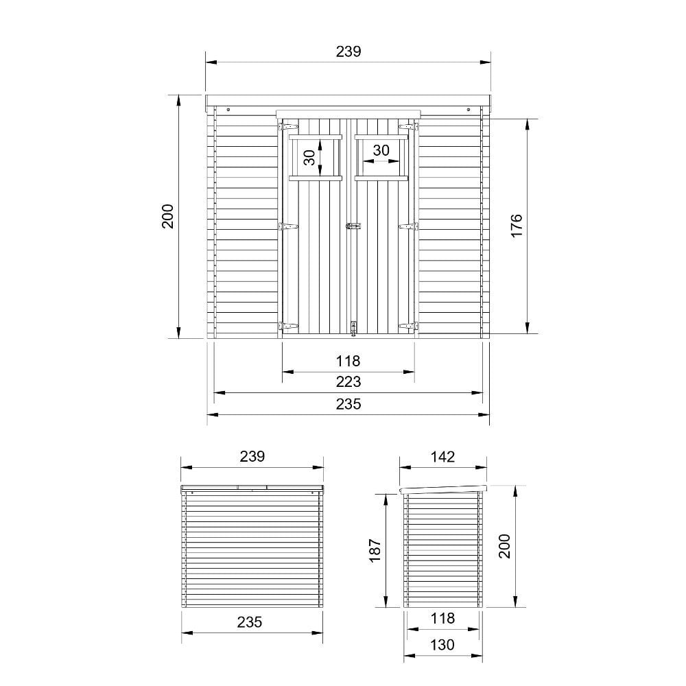 Puinen puutarhavaja Timbela M310 H200 x 239 x 142 cm / 2.63 m2 hinta ja tiedot | Piharakennukset | hobbyhall.fi