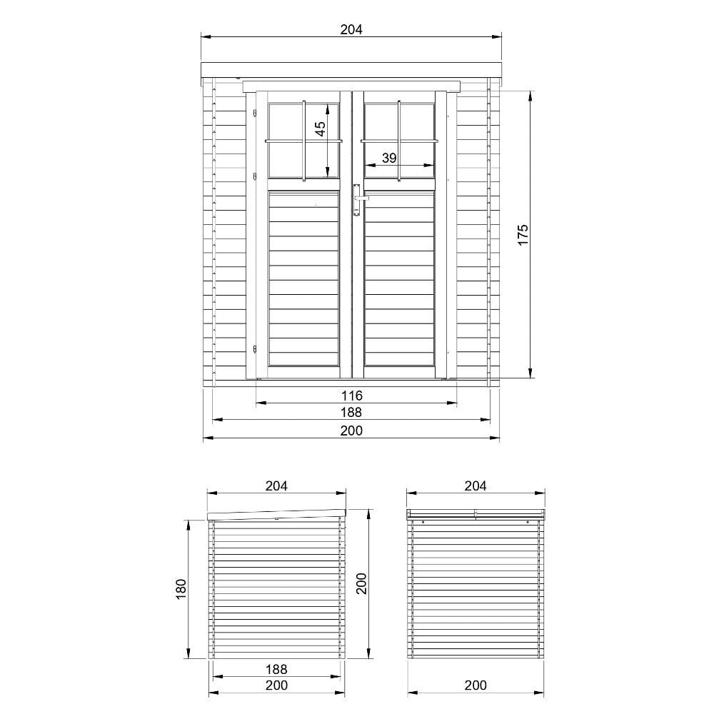 Puinen puutarhavaja Timbela M309F + lattia H200 x 204 x 204 cm / 3.53 m2 hinta ja tiedot | Piharakennukset | hobbyhall.fi