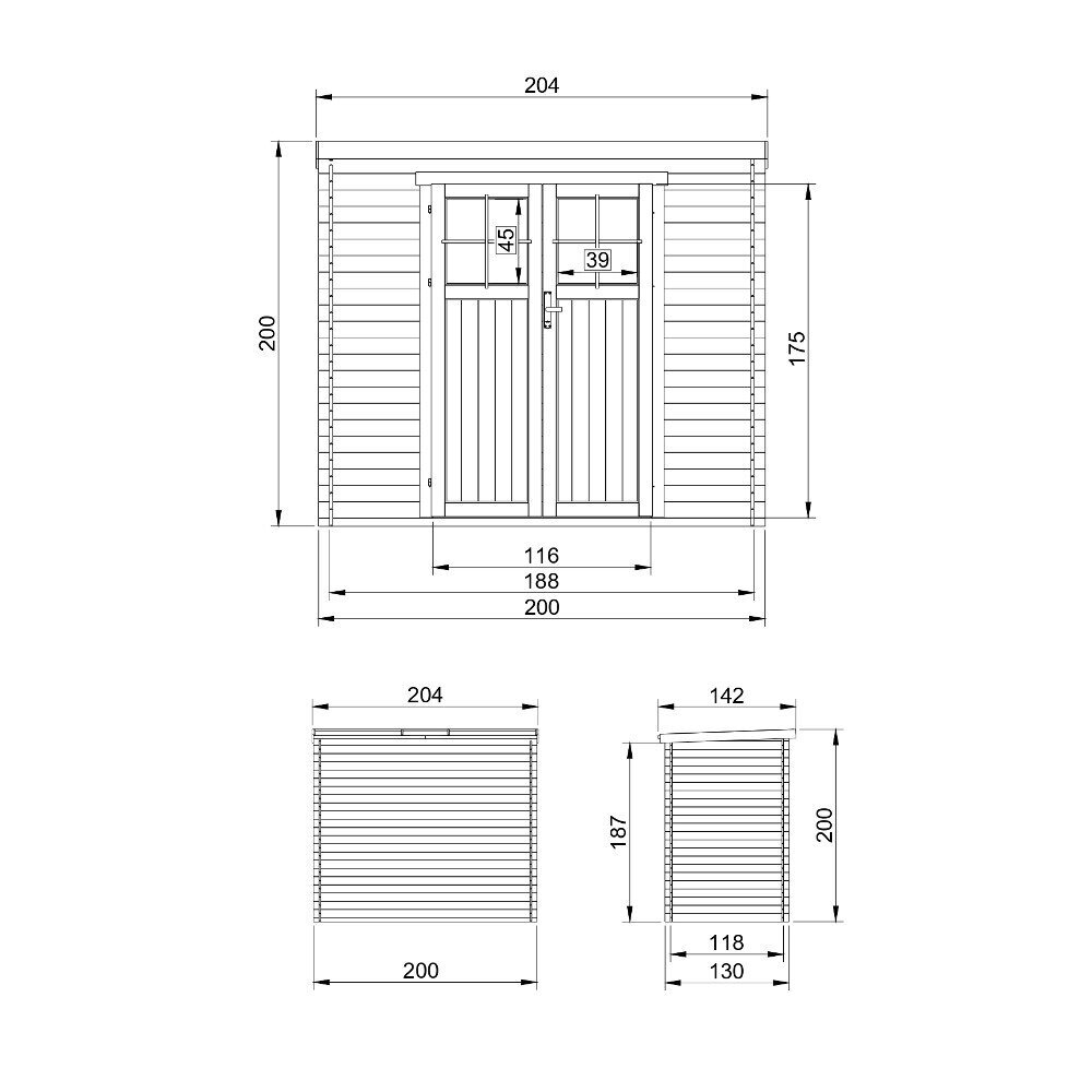 Puinen puutarhavaja Timbela M311F + lattia H200 x 204 x 142 cm / 2.22 m2 hinta ja tiedot | Piharakennukset | hobbyhall.fi
