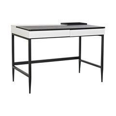 Pöytä DKD Home Decor Musta Metalli MDF Valkoinen PU (110 x 55 x 76 cm) hinta ja tiedot | Tietokonepöydät ja työpöydät | hobbyhall.fi