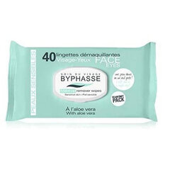 Meikinpoistoliinat Byphasse Aloe vera (40 uds) hinta ja tiedot | Kosteuspyyhkeet, vanulaput ja vanupuikot | hobbyhall.fi