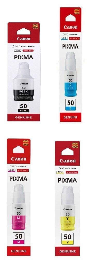 Alkuperäinen multipakkaus mustepatruuna Canon GI-50 (BK/C/M/Y) hinta ja tiedot | Mustekasetit | hobbyhall.fi