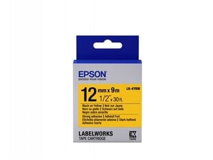 Epson Label Cartridge LK-4YBW Strong Adhesive Black on Yellow 12mm (9m) hinta ja tiedot | Mustekasetit | hobbyhall.fi