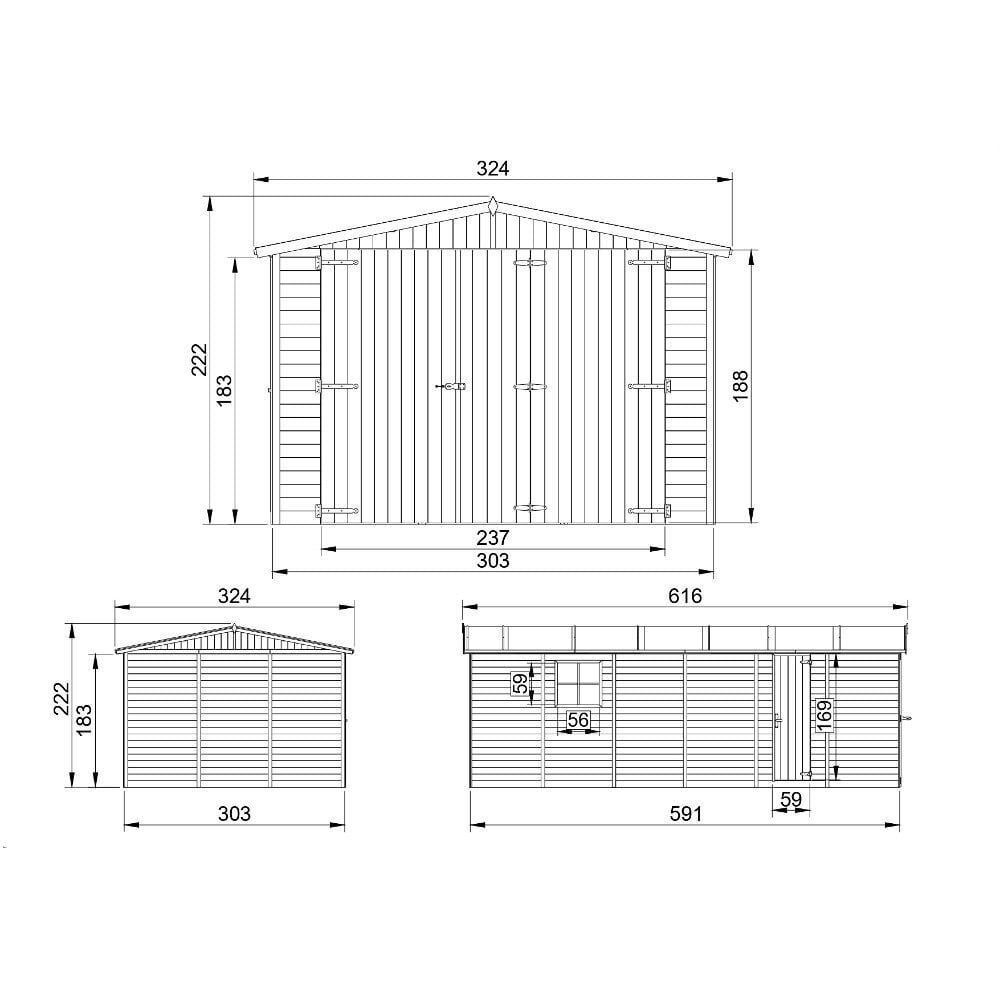 Puinen autotalli Timbela M102 H222 x 616 x 324 cm / 18 m 2 hinta ja tiedot | Piharakennukset | hobbyhall.fi