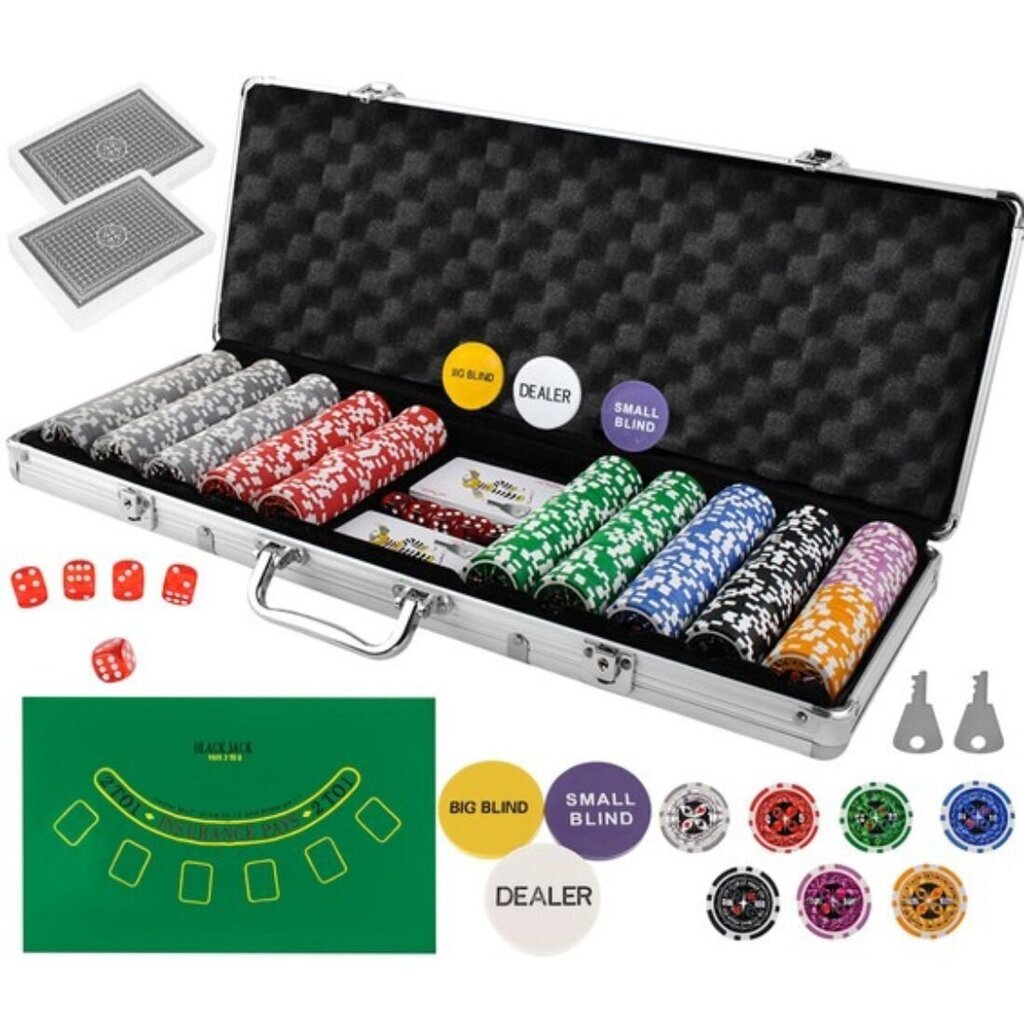 Pokeri - 500 pelimerkin sarja HQ-matkalaukussa hinta ja tiedot | Korttipelit, pokeri | hobbyhall.fi