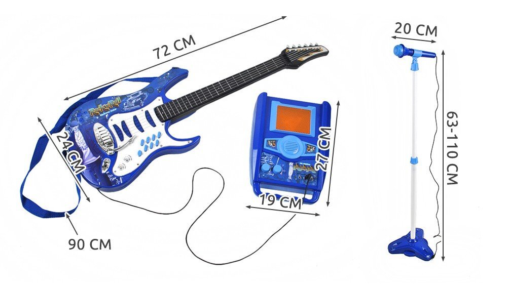 Soita sähkökitaraa vahvistimella, mikrofonilla ja MP3-liitännällä. hinta ja tiedot | Kehittävät lelut | hobbyhall.fi