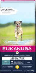 Eukanuba Grain Free Adult pieni/keskikokoinen rotu pienille/keskikokoisille aikuisille koirille kanoilla, 12 kg hinta ja tiedot | Eukanuba Lemmikit | hobbyhall.fi