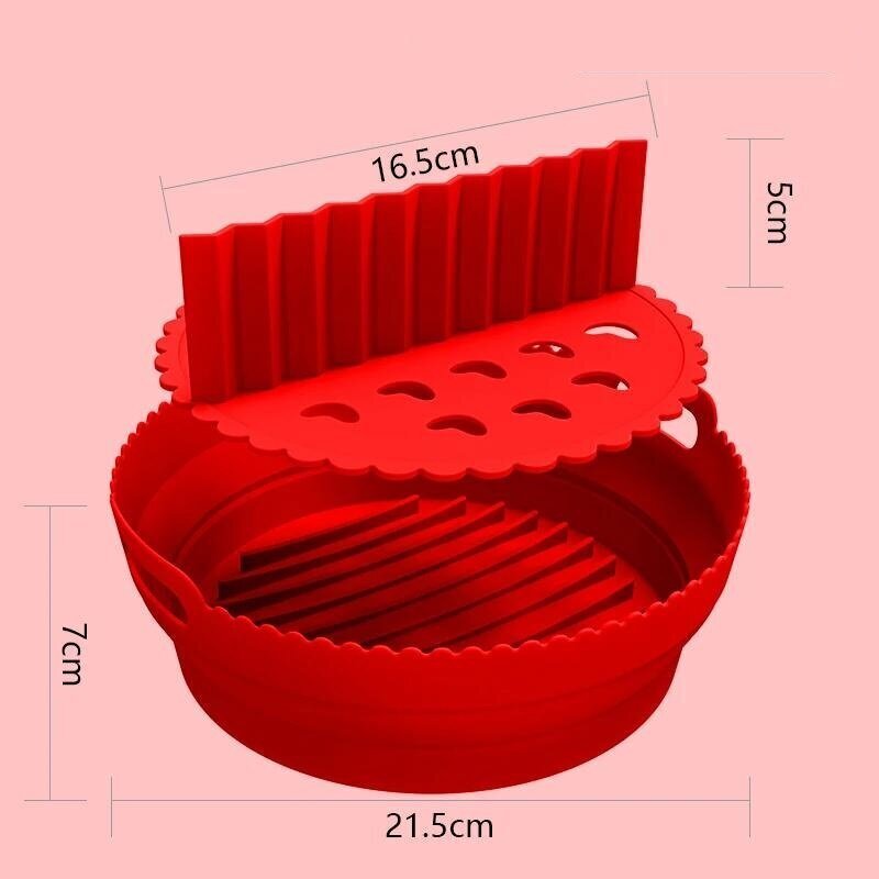 Kokoontaittuva silikonimuotti väliseinällä Duravire airfryeriin, punainen, halkaisija 20cm x 7cm, 1 kpl. hinta ja tiedot | Uunivuoat ja leivontavälineet | hobbyhall.fi