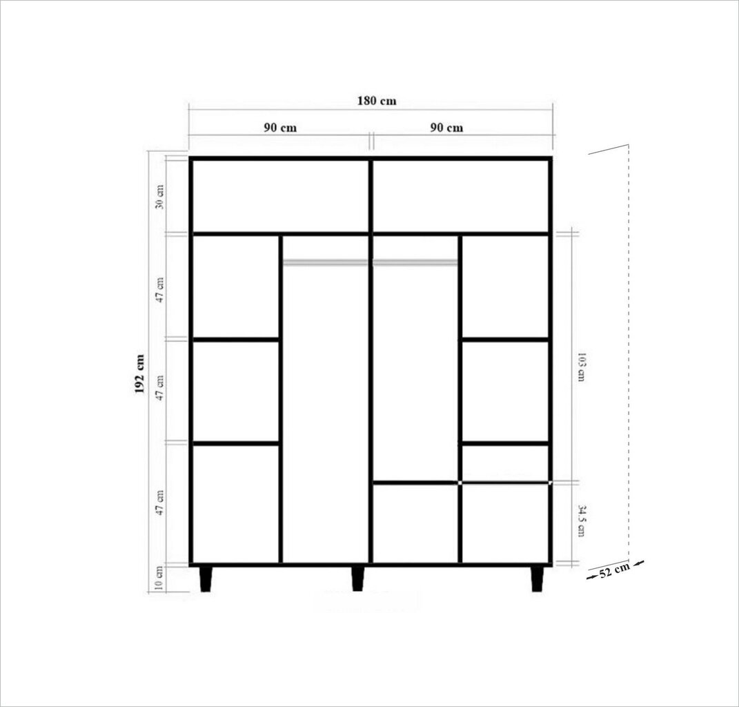 Vaatekaappi Kalune Design Vaatekaappi 863 (IV), 180 cm, tammi/punainen hinta ja tiedot | Kaapit | hobbyhall.fi