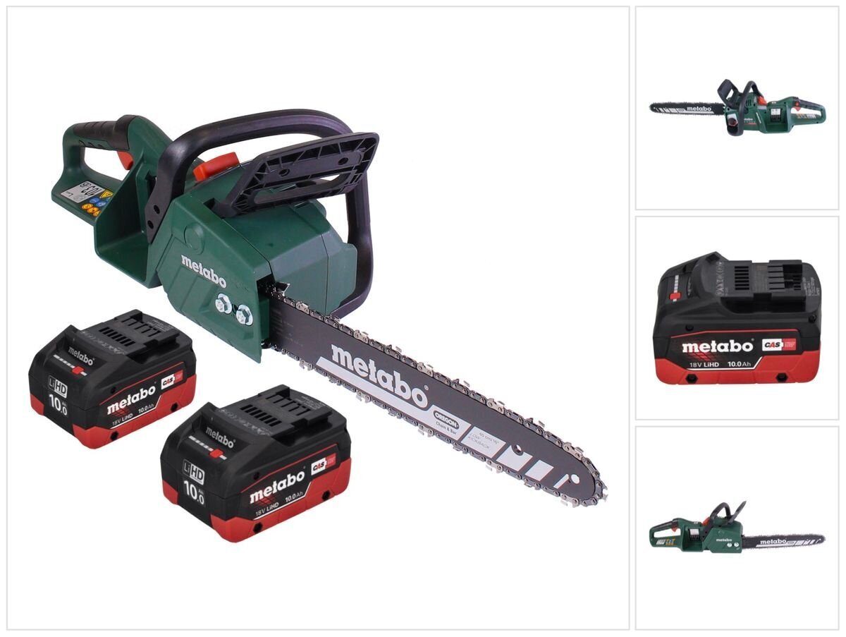 Metabo MS 36-18 LTX BL 40 akkumoottorisaha 36 V (2x 18 V) 40 cm 22 m/s harjaton + 2x akku 10,0 Ah - ilman laturia hinta ja tiedot | Sahat ja sirkkelit | hobbyhall.fi