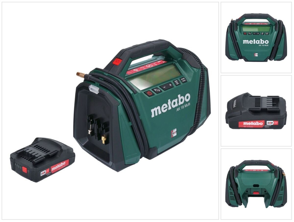 Metabo AK 18 Moniakkukompressori 18 V 11 bar + 1x akku 2,0 Ah - ilman laturia hinta ja tiedot | Kompressorit | hobbyhall.fi