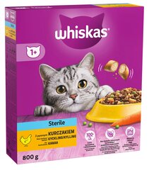 Whiskas Sterile kanaa steriloiduille kissoille, 5x800g hinta ja tiedot | Kissan kuivaruoka | hobbyhall.fi