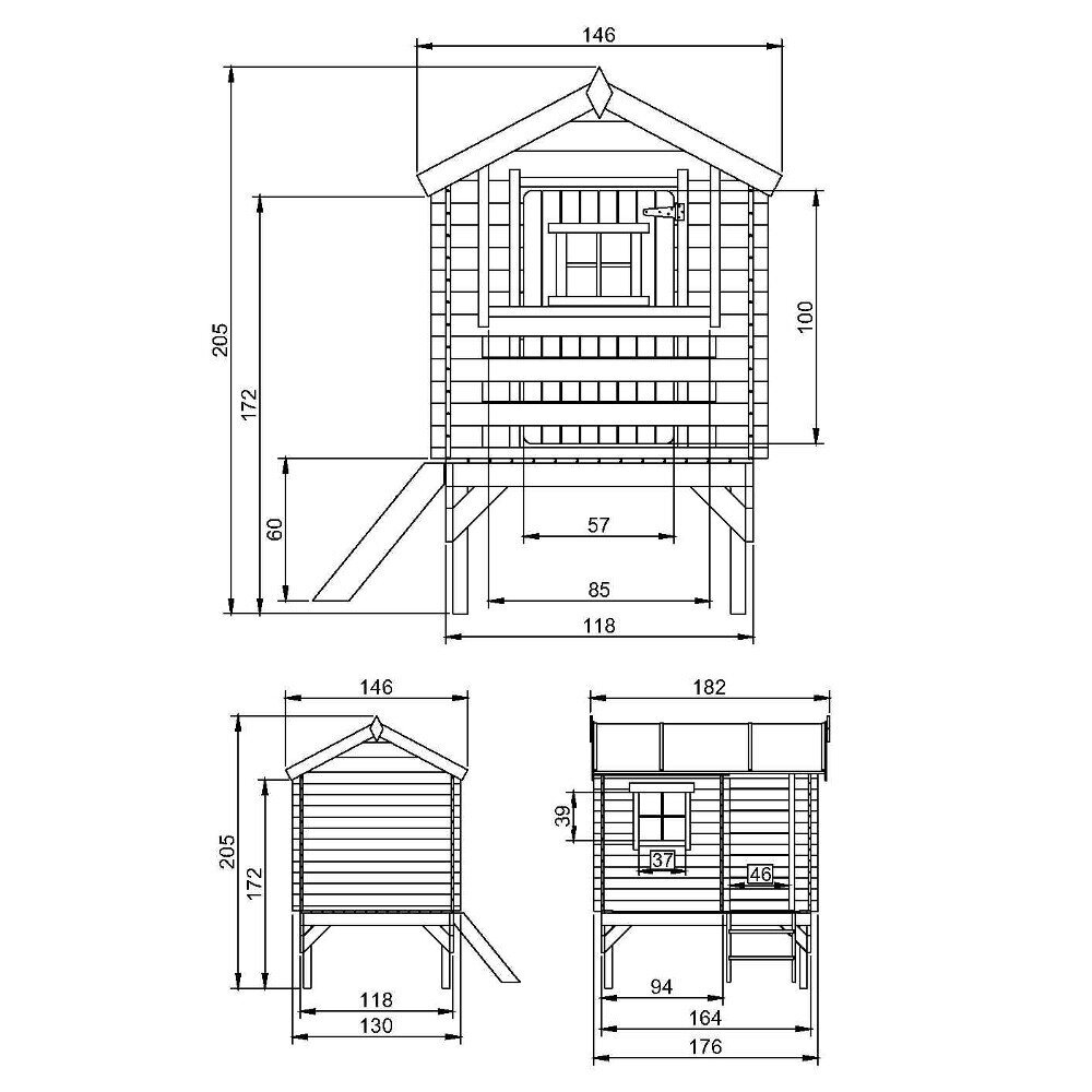 Puinen lasten leikkimökki Timbela M501B / H205 x 146 x 182 cm / 1.1 m2 hinta ja tiedot | Lasten leikkimökit ja -teltat | hobbyhall.fi