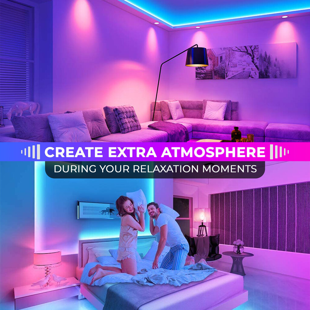 Smart RGB 5050 LED-nauha 15 m Bluetoothilla ja musiikin ohjauksella hinta ja tiedot | LED-valonauhat | hobbyhall.fi