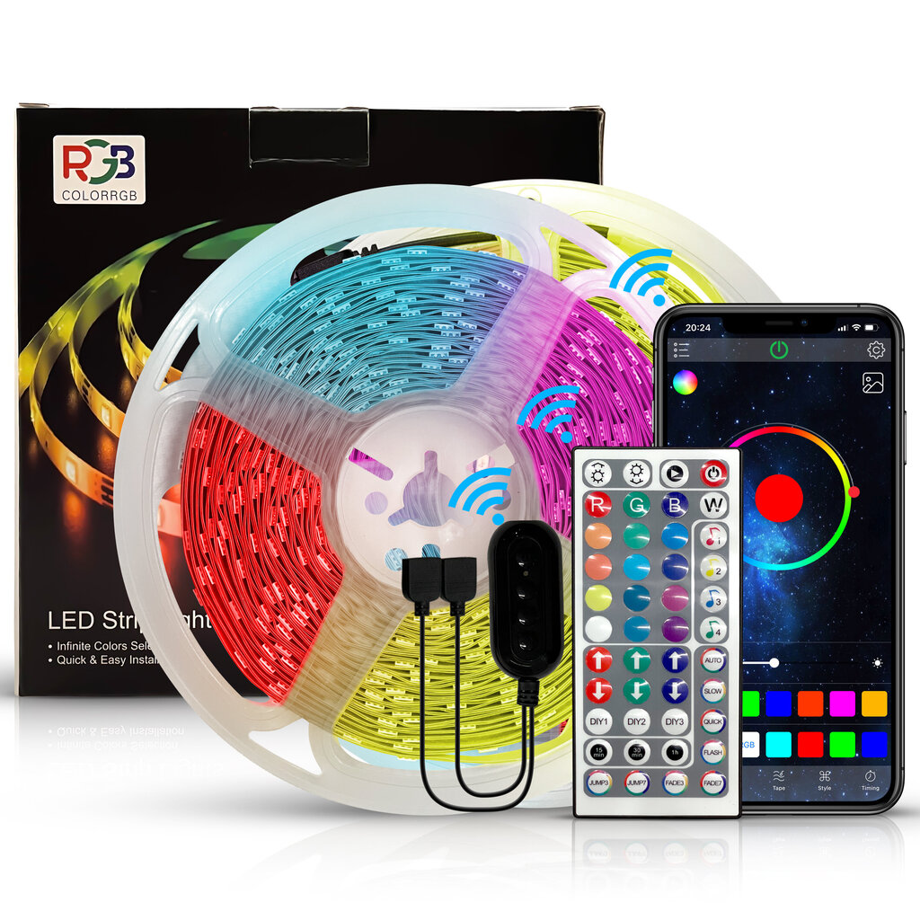 Smart RGB 5050 LED-nauha 20 m Bluetoothilla ja musiikin ohjauksella hinta ja tiedot | LED-valonauhat | hobbyhall.fi