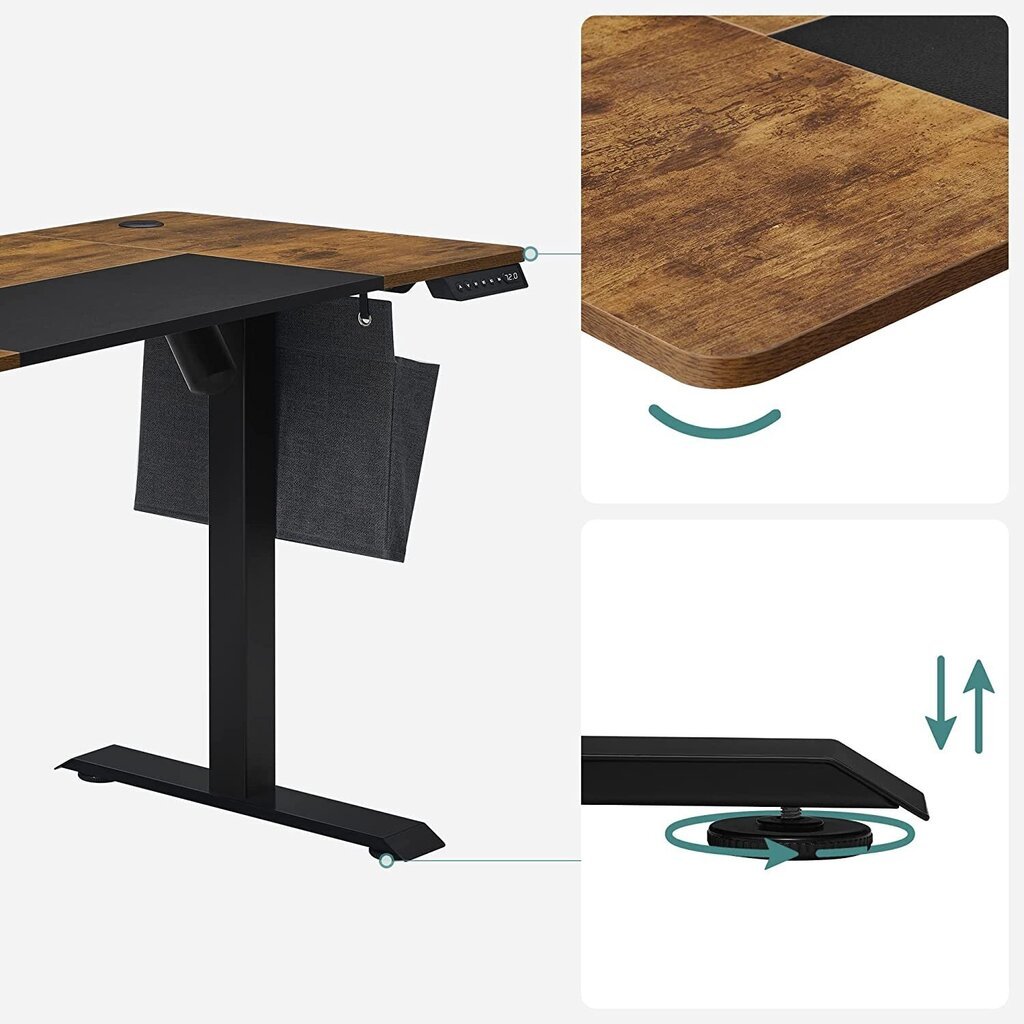 Säädettävä pöytä musta, ruskea hinta ja tiedot | Tietokonepöydät ja työpöydät | hobbyhall.fi