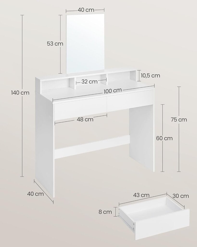 Peilipöytä valkoinen hinta ja tiedot | Peilipöydät | hobbyhall.fi