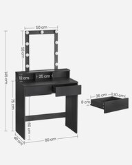 Peilipöytä musta hinta ja tiedot | Peilipöydät | hobbyhall.fi