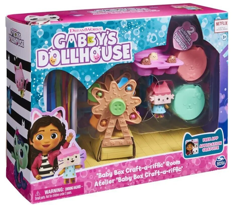 Spin Master Gabbys Dollhouse: Baby Box Craft-a-Riffic -huone - Art Study Deluxe -huonesetti (6064151) hinta ja tiedot | Tyttöjen lelut | hobbyhall.fi