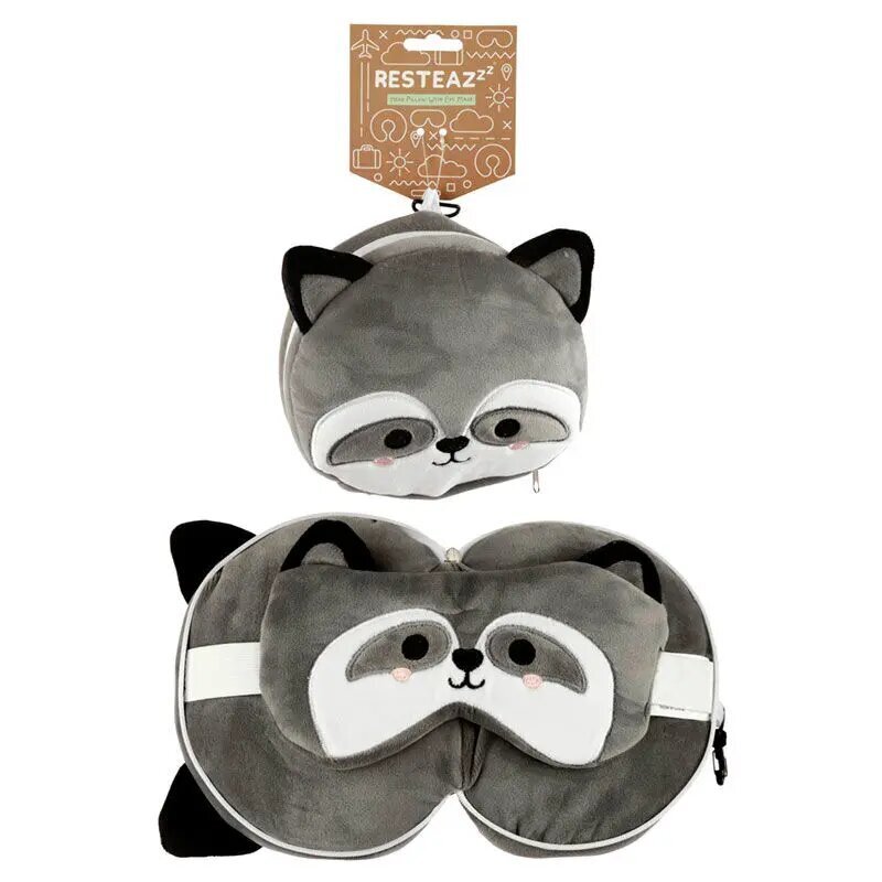 Resteazzz Raccoon pyöreä matkatyyny ja silmänaamio hinta ja tiedot | Koristetyynyt ja tyynynpäälliset | hobbyhall.fi