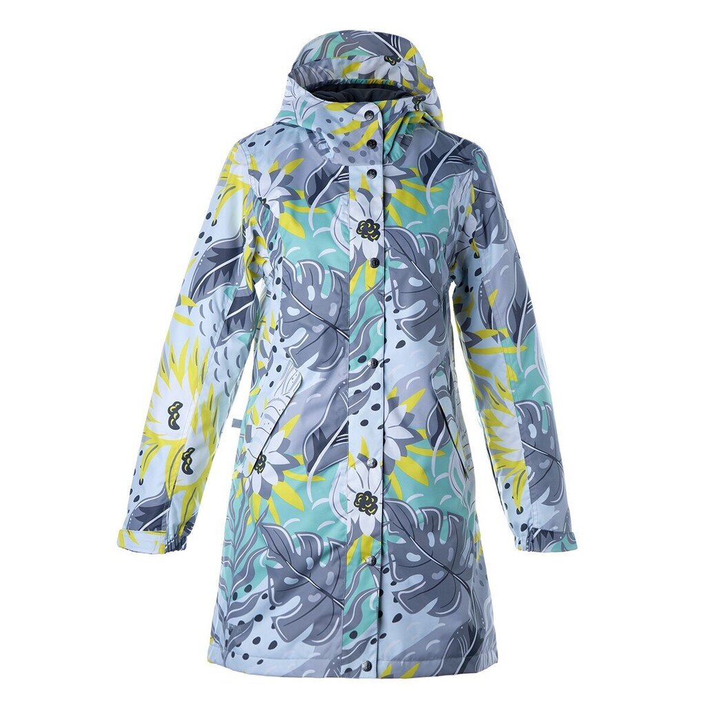 Huppa lasten parka 140g Janelle 1 12360114*34028, vaaleanharmaa/keltainen hinta ja tiedot | Tyttöjen takit | hobbyhall.fi