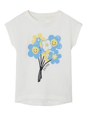 Name It lasten t-paita 13215115*04, valkoinen/sininen hinta ja tiedot | Tyttöjen paidat | hobbyhall.fi