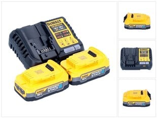 DeWalt DCB 1104 E2 lataussarja 12 V / 18 V 2x Powerstack akku 1,7 Ah + DCB 1104 laturi hinta ja tiedot | Akkuporakoneet ja ruuvinvääntimet | hobbyhall.fi