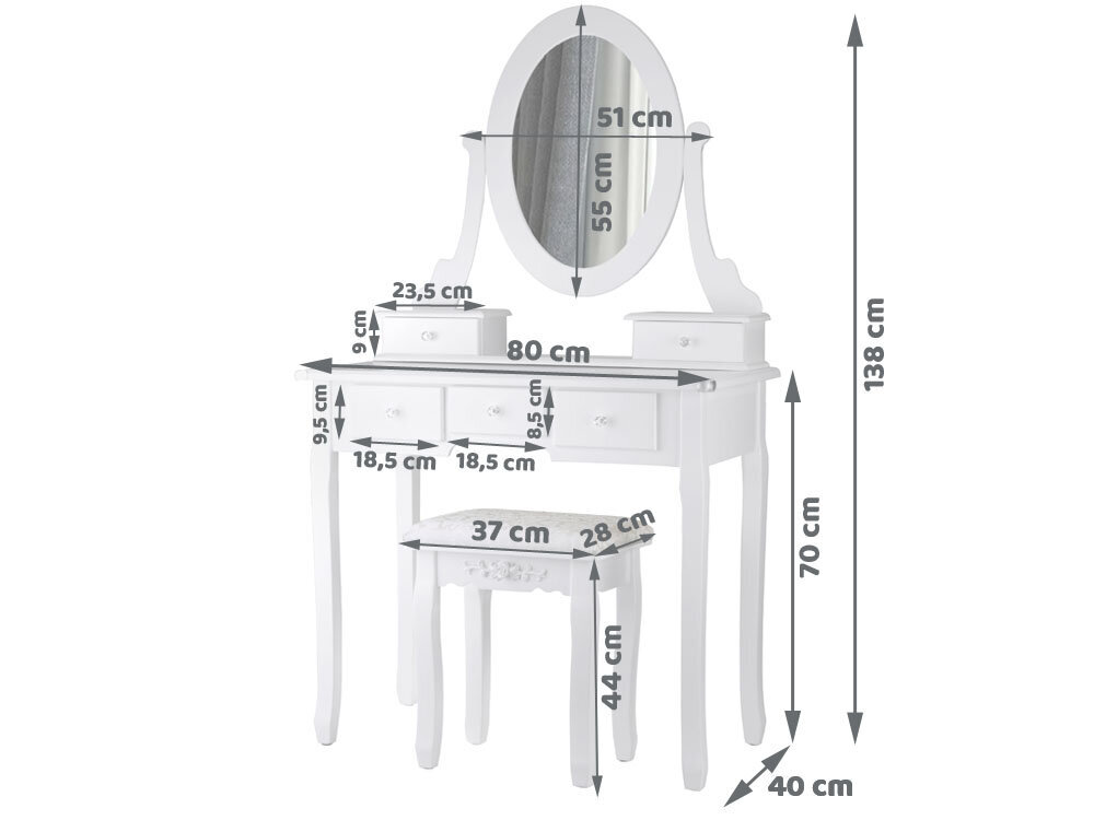 Tyylikäs lasten pukeutumispöytä, valkoinen hinta ja tiedot | Tyttöjen lelut | hobbyhall.fi