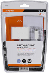 Vivanco-sovitin USB-C - HDMI 3in1 (45385) hinta ja tiedot | Vivanco Tietokoneiden lisävarusteet | hobbyhall.fi