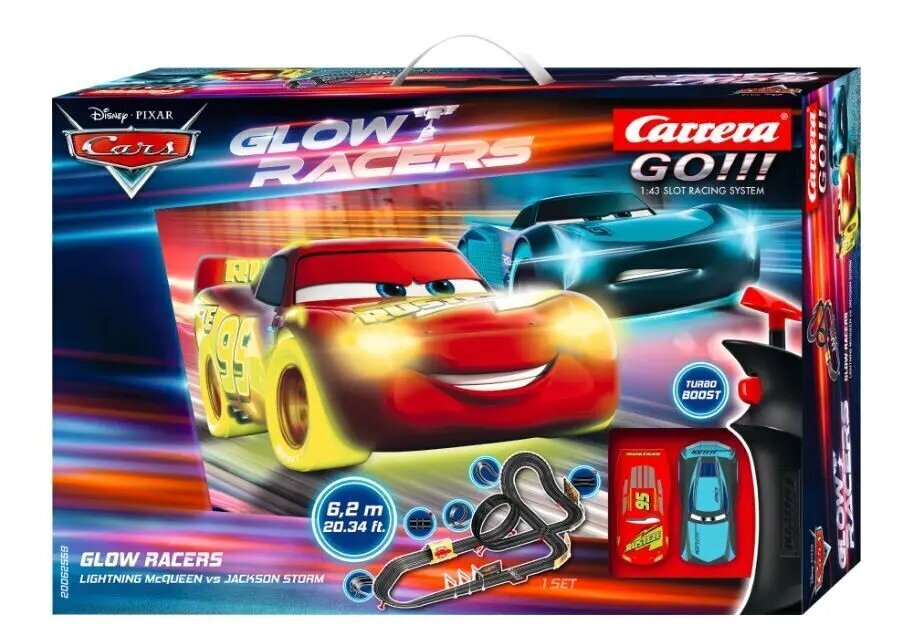 Autorata Cars Glow Racers 6.2m hinta ja tiedot | Poikien lelut | hobbyhall.fi