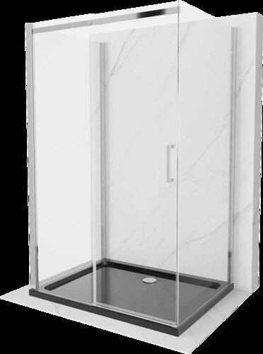 Mexen Omega 3-seinäinen suihkukaappi alustalla ja sifonilla, kromi+musta/kromi, 120 x 100 cm hinta ja tiedot | Suihkukaapit ja suihkunurkat | hobbyhall.fi