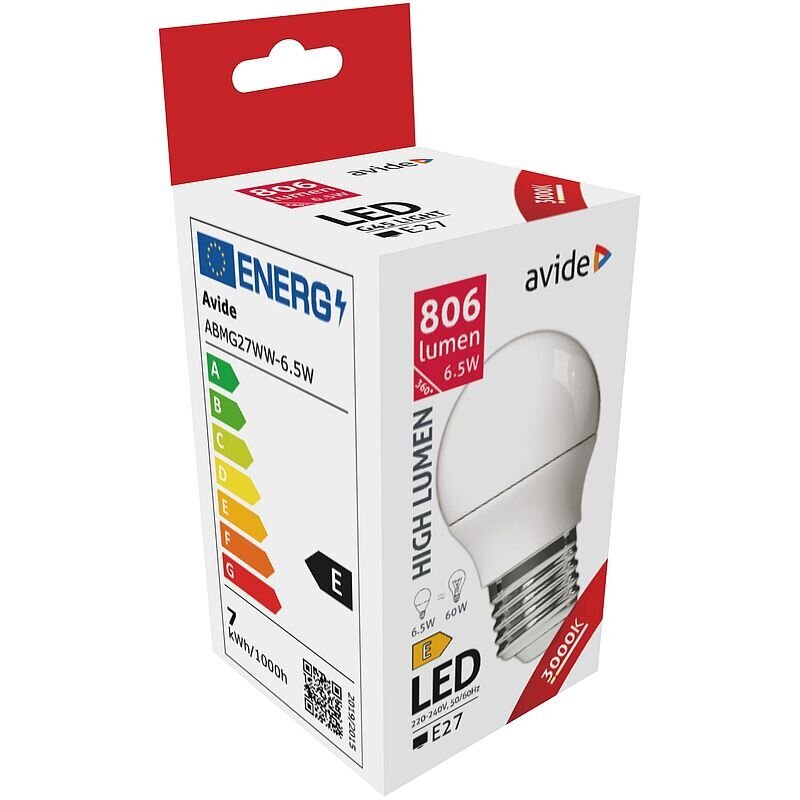 Avide LED-lamppu 6,5W G45 E27 3000K hinta ja tiedot | Lamput | hobbyhall.fi