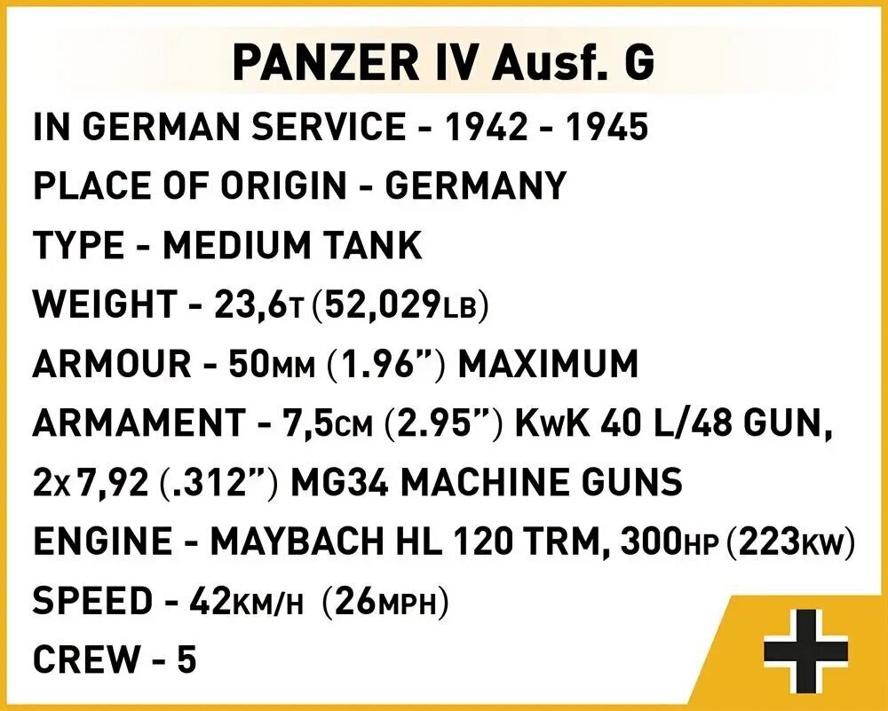 Rakennussetti panssarivaunu Cobi Panzer IV Ausf.G - Cobi -3045, 610 palaa hinta ja tiedot | LEGOT ja rakennuslelut | hobbyhall.fi