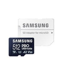 Samsung MicroSD SDXC 512GB Pro Ultimate 200MB/s / 130MB/s hinta ja tiedot | Kameran muistikortit | hobbyhall.fi