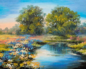 Timanttimaalaus setti, 40x50 cm, River in early summer hinta ja tiedot | Timanttimaalaukset | hobbyhall.fi