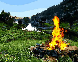 Maalaus numeroiden mukaan 40x50 cm, Bonfire by the river hinta ja tiedot | Maalaa numeroiden mukaan | hobbyhall.fi