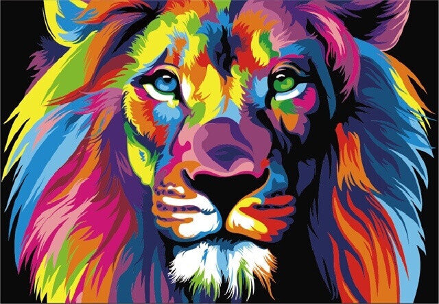 Maalaus numeroiden mukaan 40x50 cm, Rainbow lion hinta ja tiedot | Maalaa numeroiden mukaan | hobbyhall.fi