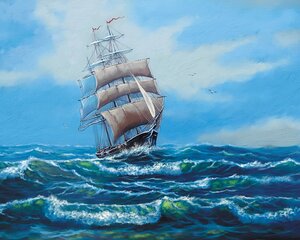 Maalaus numeroiden mukaan 40x50 cm, Ship with white sails hinta ja tiedot | Maalaa numeroiden mukaan | hobbyhall.fi