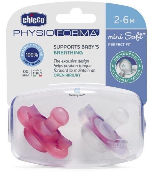 Silikonitutit Chicco Physioforma mini soft, 2-6kk, 2kpl hinta ja tiedot | Tuttipullot ja tarvikkeet | hobbyhall.fi